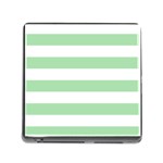 Horizontal Stripes - White and Celadon Green Memory Card Reader (Square)