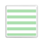 Horizontal Stripes - White and Celadon Green Memory Card Reader with Storage (Square)