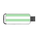 Horizontal Stripes - White and Celadon Green Portable USB Flash (Two Sides)