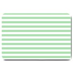 Horizontal Stripes - White and Celadon Green Large Doormat
