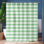 Horizontal Stripes - White and Celadon Green Shower Curtain 60  x 72  (Medium)