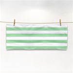 Horizontal Stripes - White and Celadon Green Hand Towel