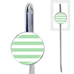 Horizontal Stripes - White and Celadon Green Book Mark