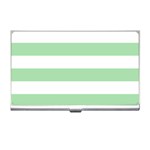 Horizontal Stripes - White and Celadon Green Business Card Holder