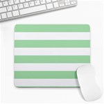 Horizontal Stripes - White and Celadon Green Large Mousepad