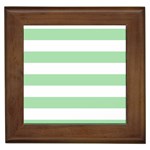 Horizontal Stripes - White and Celadon Green Framed Tile