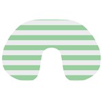 Horizontal Stripes - White and Celadon Green Travel Neck Pillow