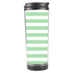 Horizontal Stripes - White and Celadon Green Travel Tumbler