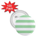 Horizontal Stripes - White and Celadon Green 1.75  Button (100 pack)