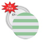 Horizontal Stripes - White and Celadon Green 2.25  Button (10 pack)