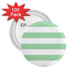 Horizontal Stripes - White and Celadon Green 2.25  Button (100 pack)
