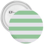Horizontal Stripes - White and Celadon Green 3  Button