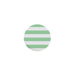 Horizontal Stripes - White and Celadon Green 1  Mini Magnet