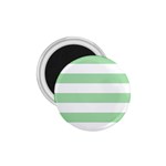 Horizontal Stripes - White and Celadon Green 1.75  Magnet