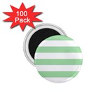 Horizontal Stripes - White and Celadon Green 1.75  Magnet (100 pack)