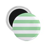 Horizontal Stripes - White and Celadon Green 2.25  Magnet