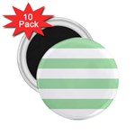 Horizontal Stripes - White and Celadon Green 2.25  Magnet (10 pack)