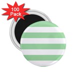 Horizontal Stripes - White and Celadon Green 2.25  Magnet (100 pack)