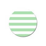 Horizontal Stripes - White and Celadon Green Magnet 3  (Round)