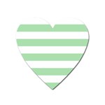 Horizontal Stripes - White and Celadon Green Magnet (Heart)