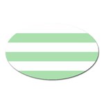 Horizontal Stripes - White and Celadon Green Magnet (Oval)