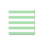 Horizontal Stripes - White and Celadon Green Magnet (Square)