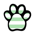 Horizontal Stripes - White and Celadon Green Magnet (Paw Print)