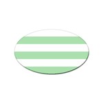 Horizontal Stripes - White and Celadon Green Sticker Oval (10 pack)