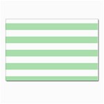 Horizontal Stripes - White and Celadon Green Postcard 4 x 6  (Pkg of 10)