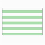 Horizontal Stripes - White and Celadon Green Postcards 5  x 7  (Pkg of 10)