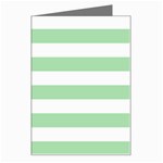 Horizontal Stripes - White and Celadon Green Greeting Card
