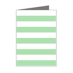 Horizontal Stripes - White and Celadon Green Mini Greeting Card