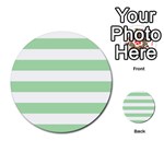 Horizontal Stripes - White and Celadon Green Multi-purpose Cards (Round)