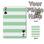 Horizontal Stripes - White and Celadon Green Playing Cards 54 Designs