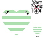 Horizontal Stripes - White and Celadon Green Playing Cards 54 (Heart)