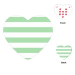 Horizontal Stripes - White and Celadon Green Playing Cards (Heart)