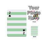 Horizontal Stripes - White and Celadon Green Playing Cards 54 (Mini)