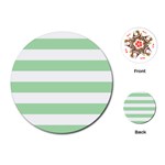 Horizontal Stripes - White and Celadon Green Playing Cards (Round)