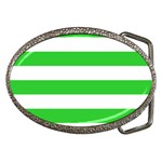 Horizontal Stripes - White and Lime Green Belt Buckle