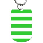 Horizontal Stripes - White and Lime Green Dog Tag (Two Sides)