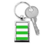 Horizontal Stripes - White and Lime Green Key Chain (Rectangle)