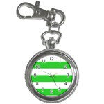 Horizontal Stripes - White and Lime Green Key Chain Watch