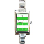Horizontal Stripes - White and Lime Green Rectangle Italian Charm Watch