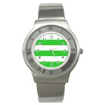 Horizontal Stripes - White and Lime Green Stainless Steel Watch