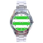 Horizontal Stripes - White and Lime Green Stainless Steel Analogue Watch