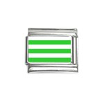 Horizontal Stripes - White and Lime Green Italian Charm (9mm)