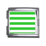 Horizontal Stripes - White and Lime Green Mega Link Italian Charm (18mm)