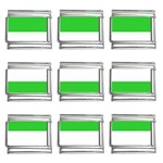 Horizontal Stripes - White and Lime Green 9mm Italian Charm (9 pack)