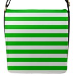 Horizontal Stripes - White and Lime Green Flap Closure Messenger Bag (S)