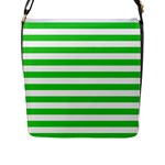 Horizontal Stripes - White and Lime Green Flap Closure Messenger Bag (L)
